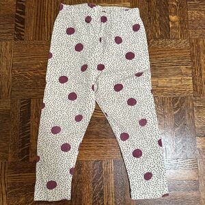 Zara cream Leggings with burgundy Dots